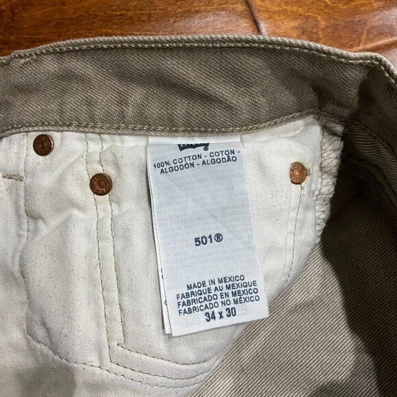 Levi's 501 XX Shrink To Fit Tan Classic Straight Leg Denim Jeans Men's 34 x 30 - Picture 5 of 8